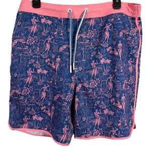 Johnnie-O Men's Hawain Themed Swim Trunks Size Large